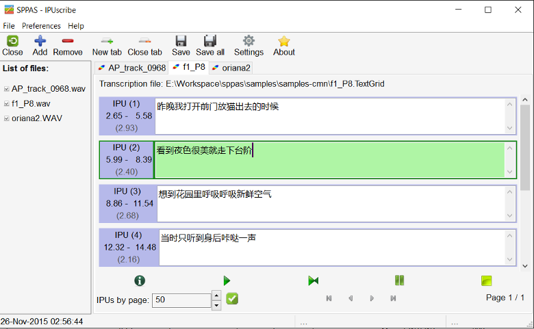 Orthographic transcription based on IPUs Segmentation