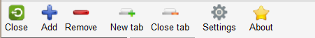 The toolbar of the components
